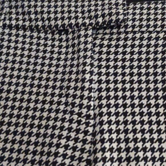 Cynthia Rowley Size‎ 2 Black White Houndstooth Stretch Crop Pants Zip Ankle - Picture 3 of 9